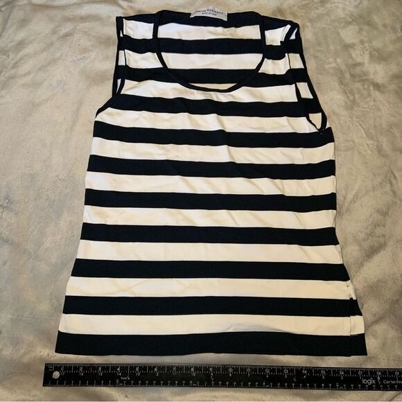 Amina Rubinacci striped navy (almost black) & white tank Top in Sz 44 - Picture 1 of 10